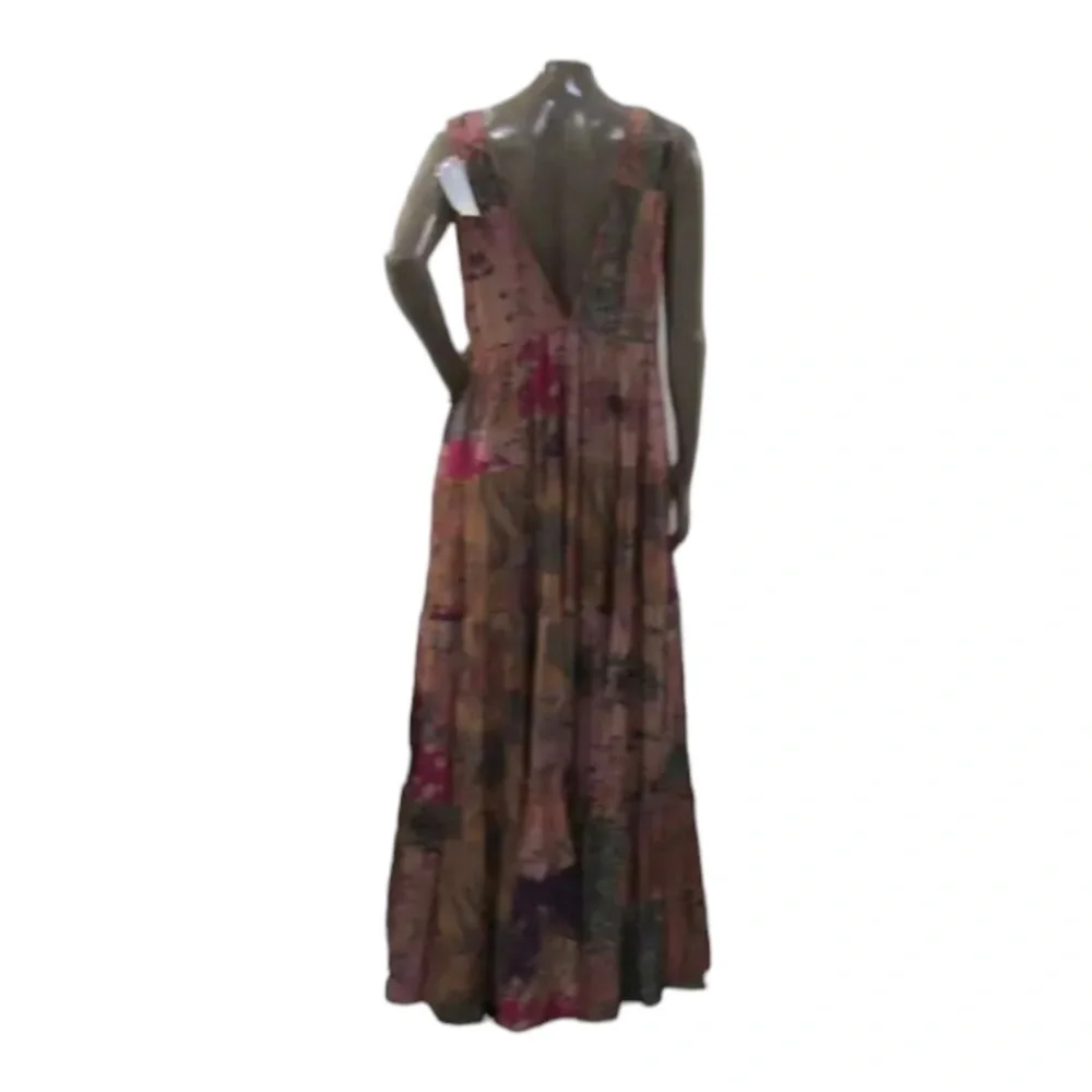 Mes Demoiselles Bonnie Floral Maxi Dress Deep V Boho Multicolor 38